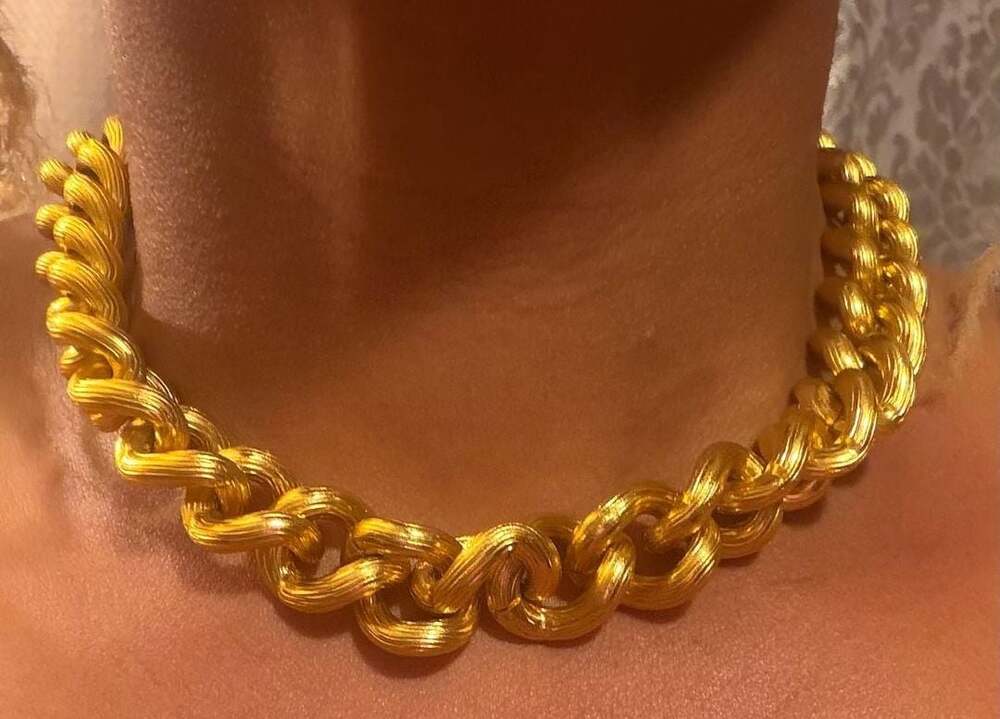 Anne Klein Gold Tone Textured Links Necklace